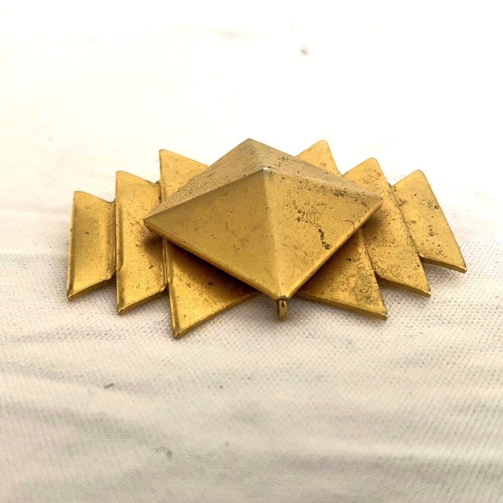 Art Deco Gold Colored Pyramid Brooch
